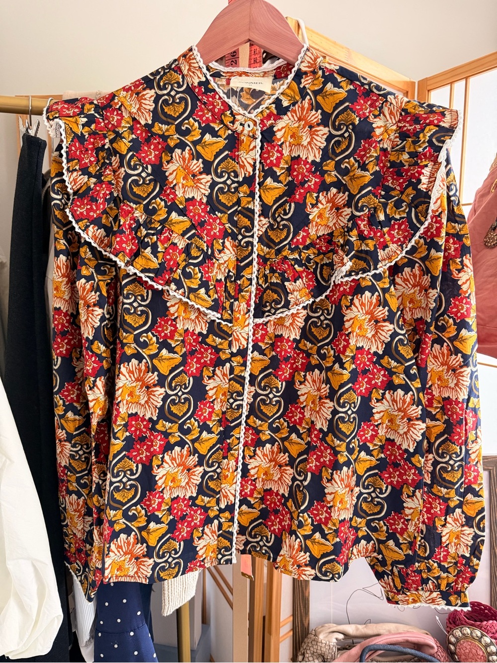 NWT SONMER Dorothy Floral Ruffle Blouse 100% Cotton